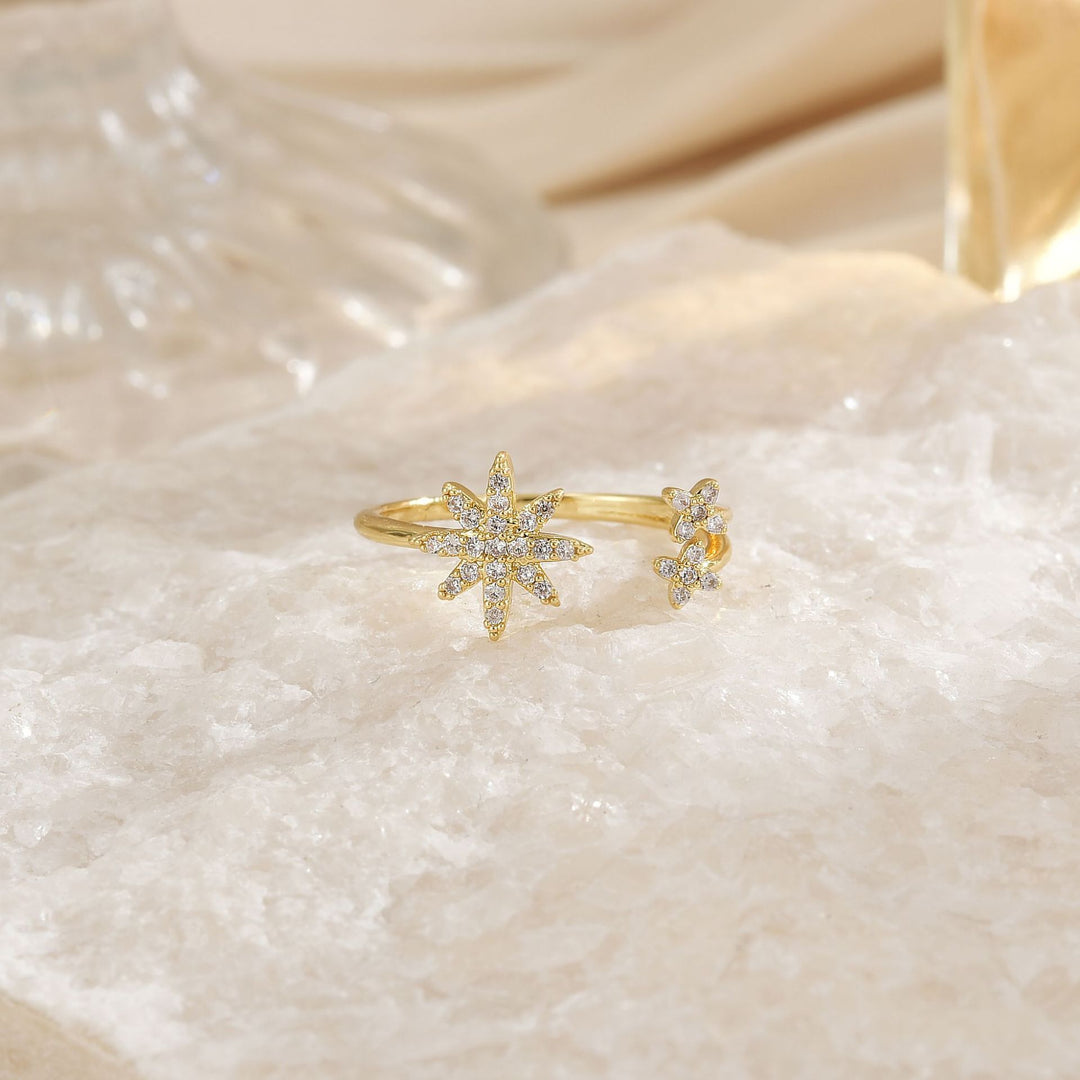 Bague Élégante en Or Doré Brillant