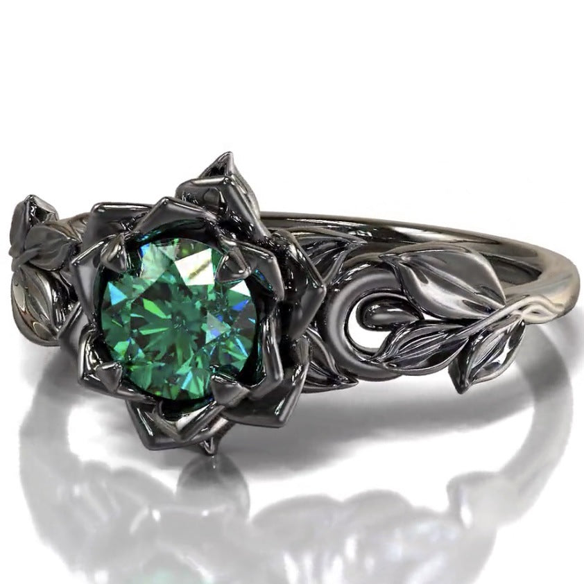 Bague en argent turquoise avec motif de fleur