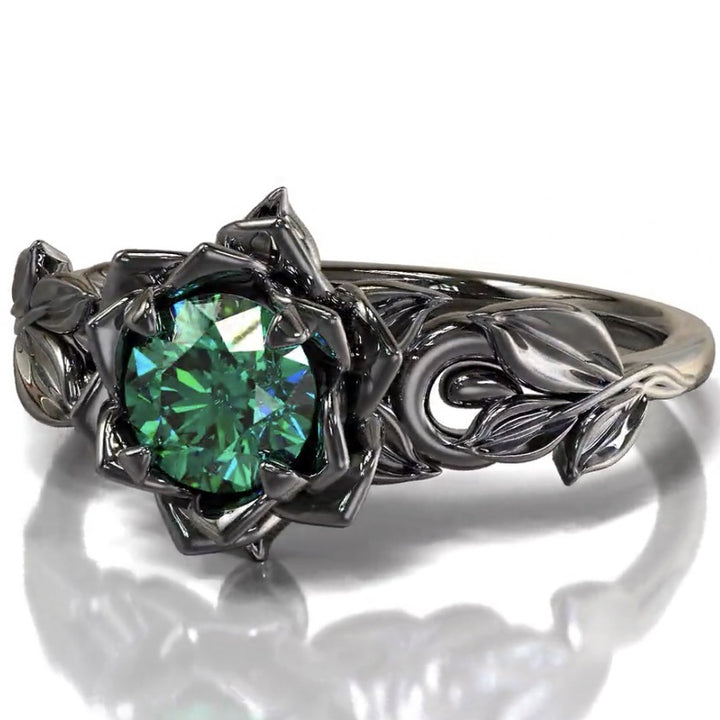 Bague en argent turquoise avec motif de fleur