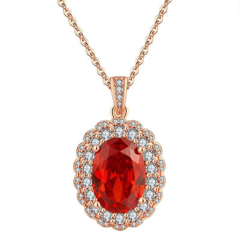 Parure de bijoux en or rose et rouge