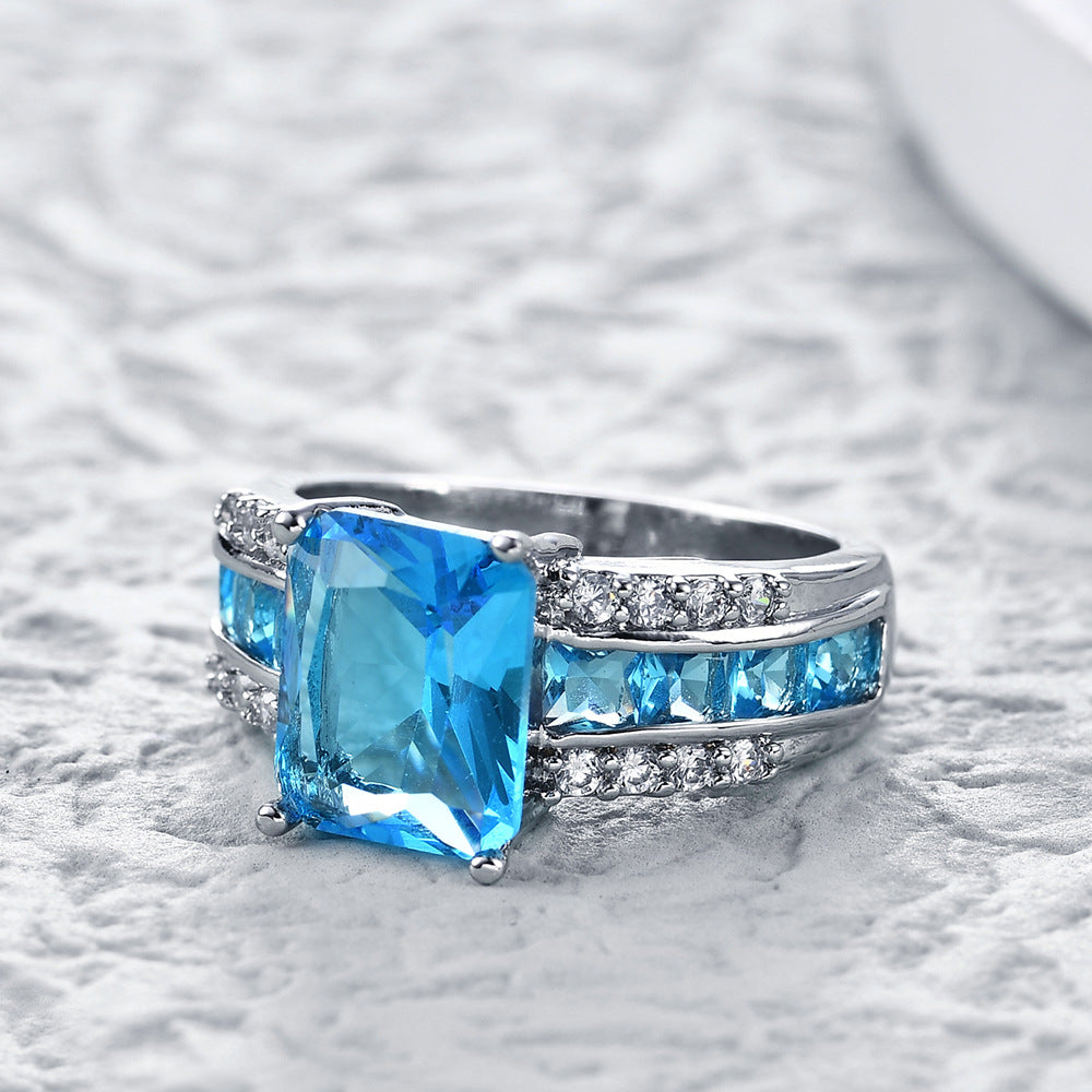 Bague en verre Bleu Or