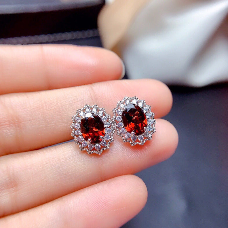Parure de bijoux en argent et rouge