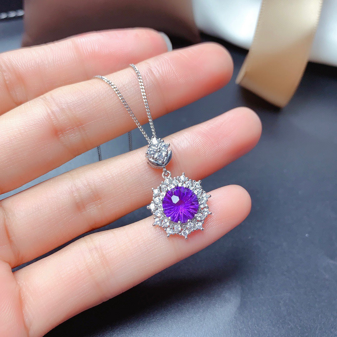 Parure de bijoux en argent violet