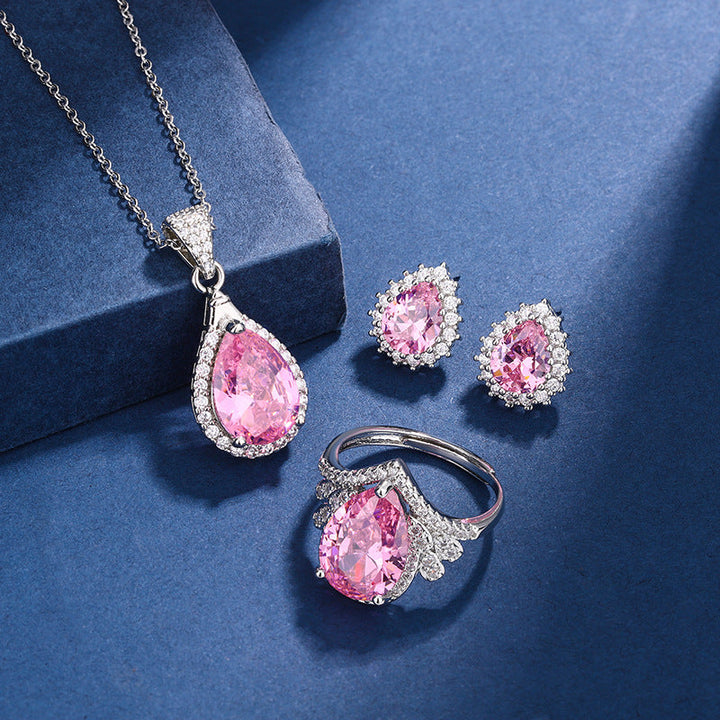Parure de bijoux en argent et rose