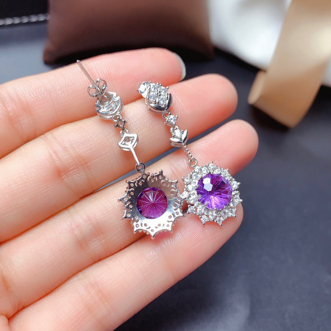 Parure de bijoux en argent violet
