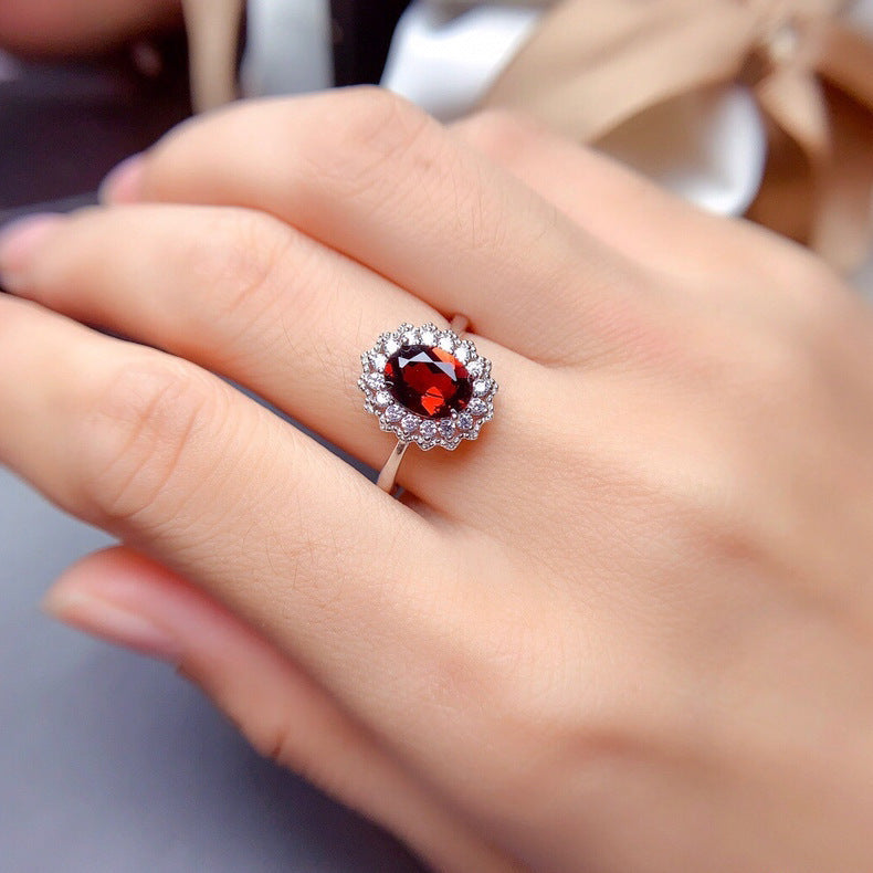 Parure de bijoux en argent et rouge