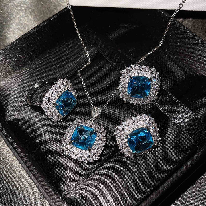 Ensemble de bijoux argent et bleu