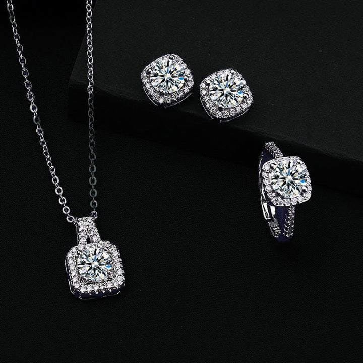 Ensemble de bijoux en cristal argenté