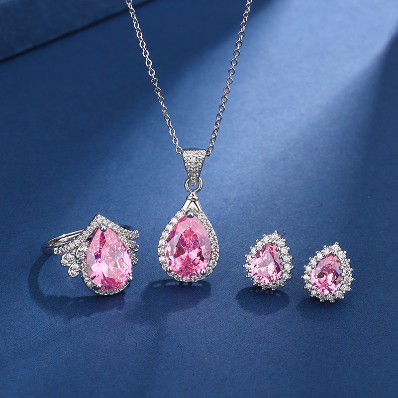 Parure de bijoux en argent et rose
