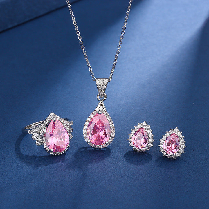 Parure de bijoux en argent et rose
