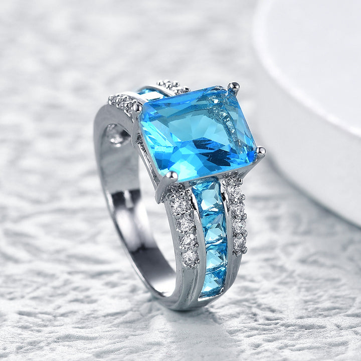 Bague en verre Bleu Or