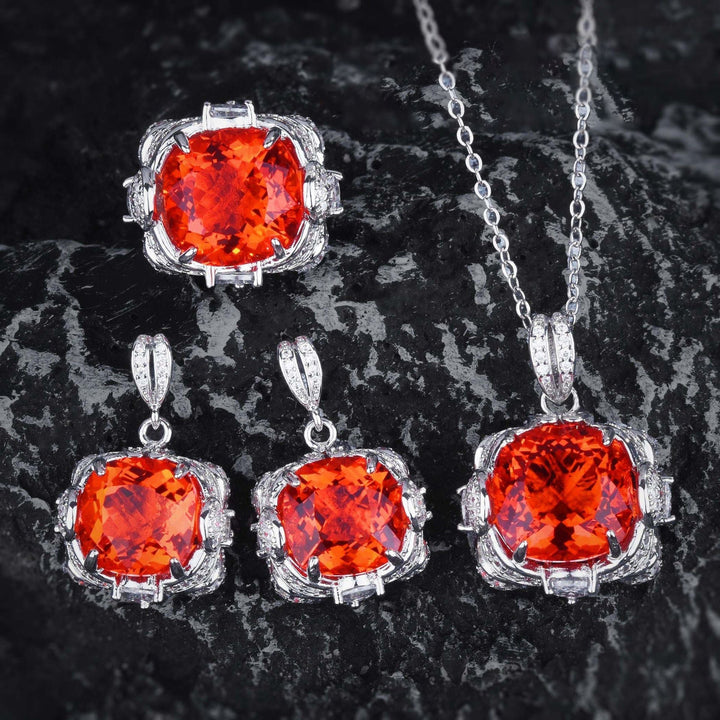 Ensemble de bijoux en argent orange