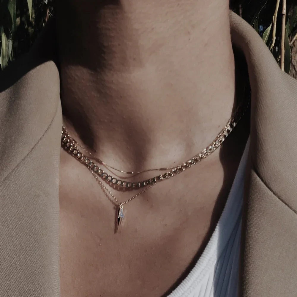 Collier chaîne à maillons plats en argent