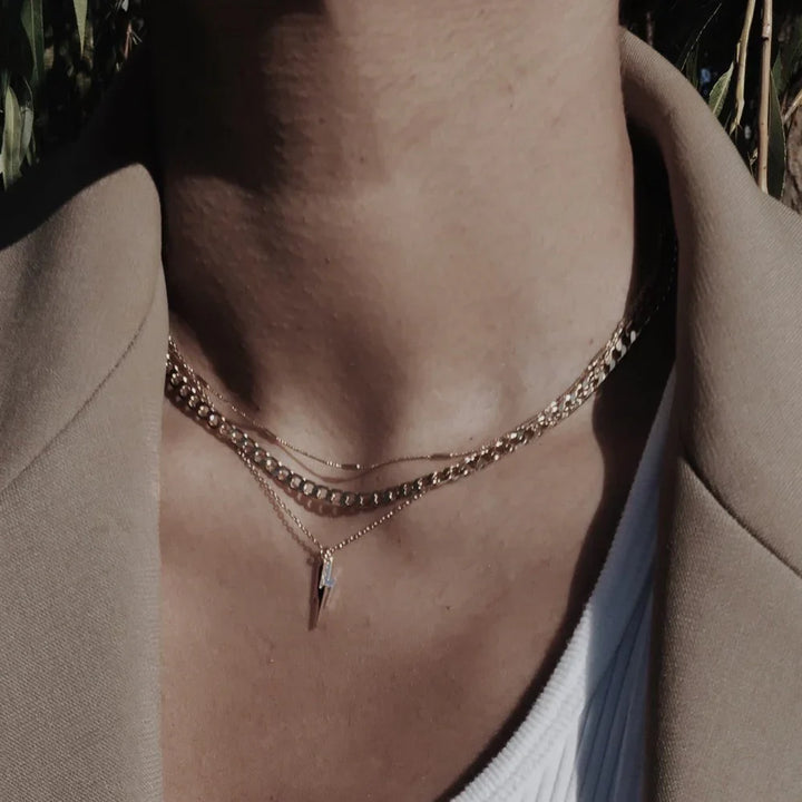 Collier chaîne à maillons plats en argent