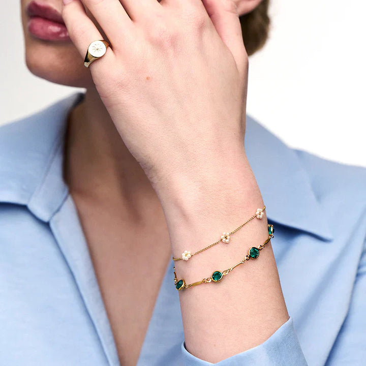 Bracelet chaînette avec lien en émeraude or