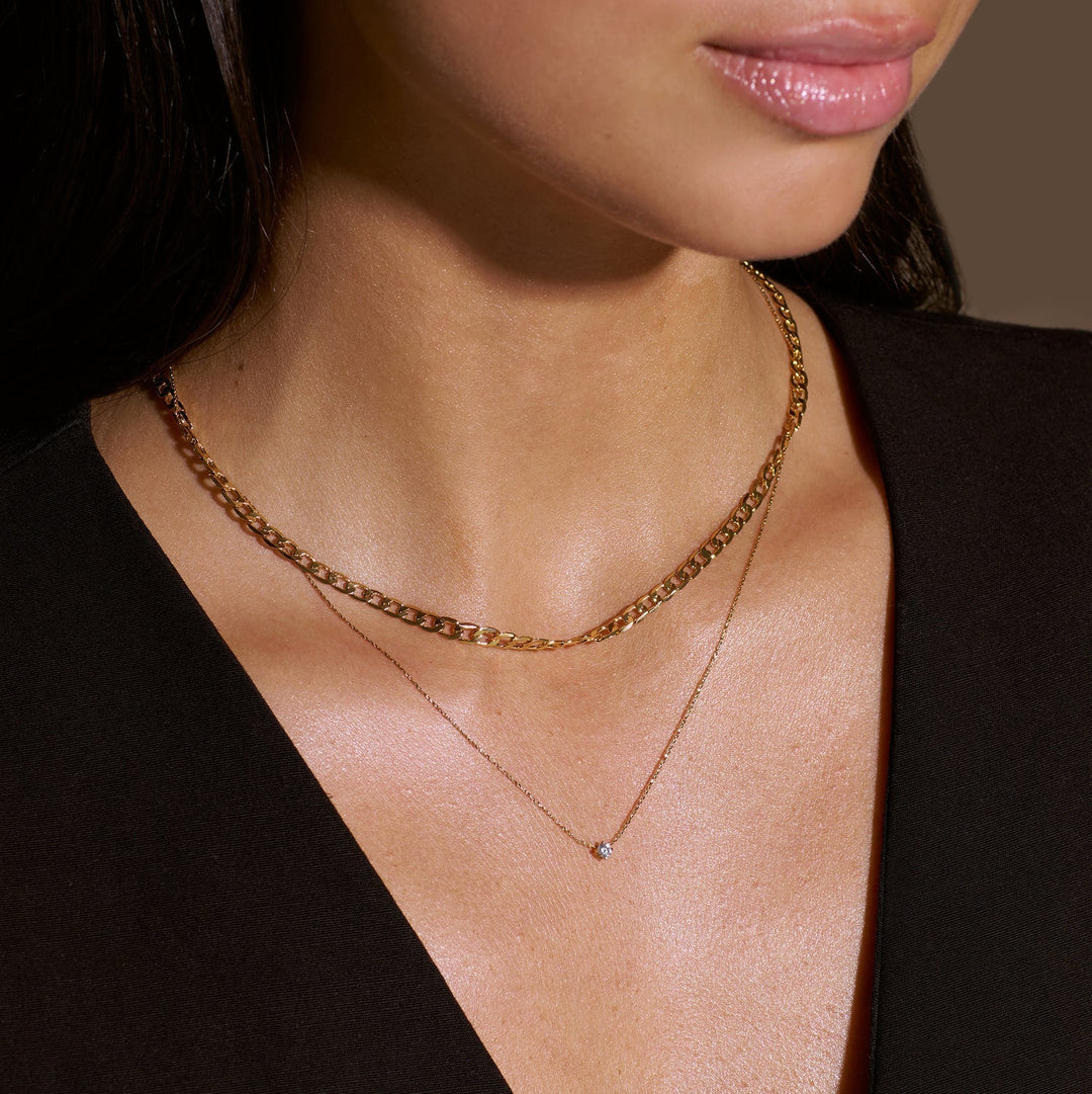 Collier chaîne à maillons plats en argent