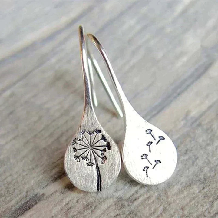 Boucles d'oreilles en argent sterling 925 avec feuille de pissenlit