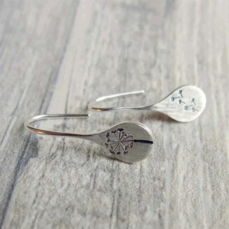 Boucles d'oreilles en argent sterling 925 avec feuille de pissenlit