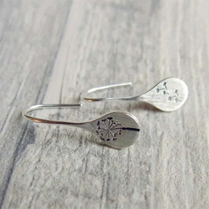 Boucles d'oreilles en argent sterling 925 avec feuille de pissenlit