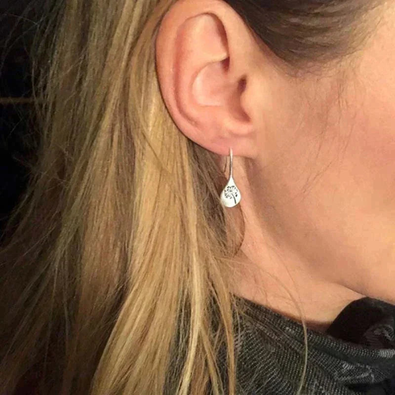 Boucles d'oreilles en argent sterling 925 avec feuille de pissenlit
