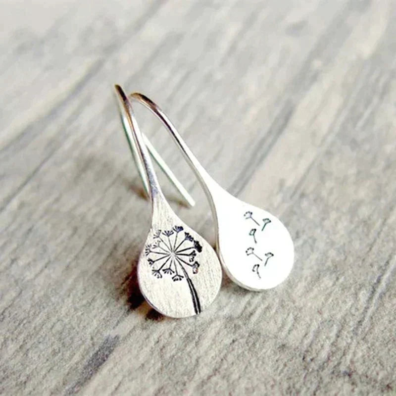 Boucles d'oreilles en argent sterling 925 avec feuille de pissenlit