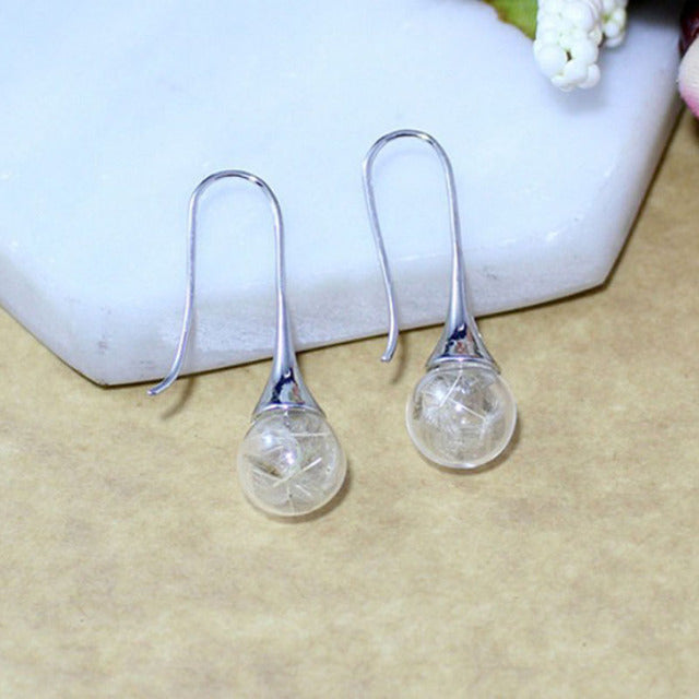 Boucle d'oreille pendentif pissenlit