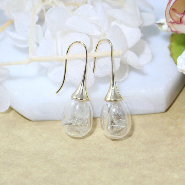 Boucle d'oreille pendentif pissenlit