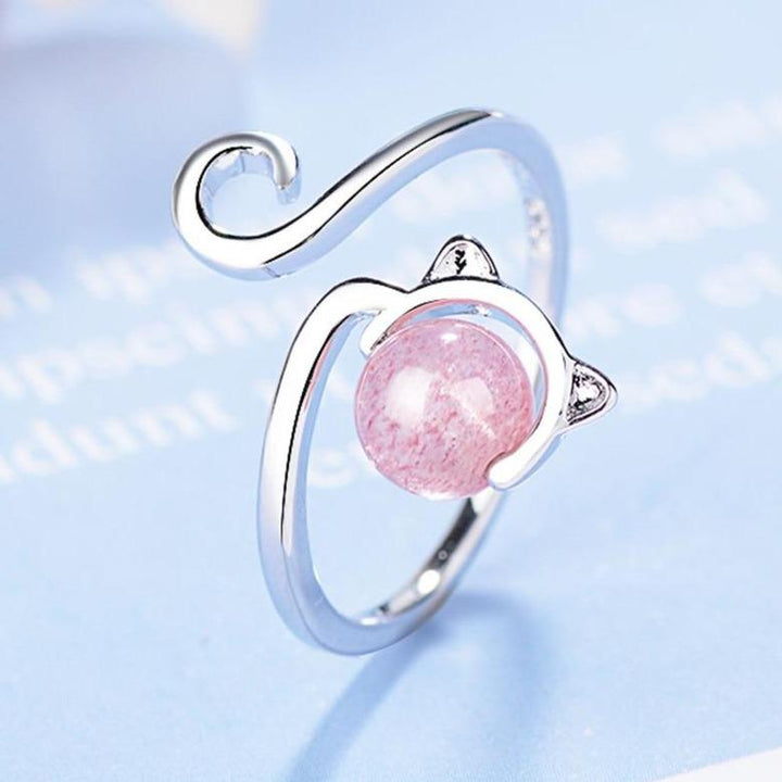 Bague Chaton Rose en argent 925 avec Agate