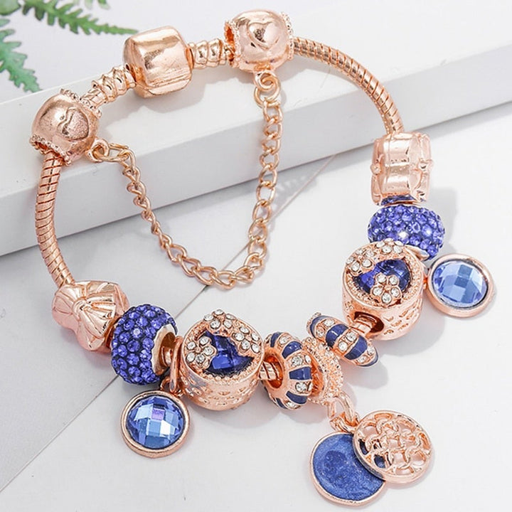bracelet en cristal rose argenté et bleu