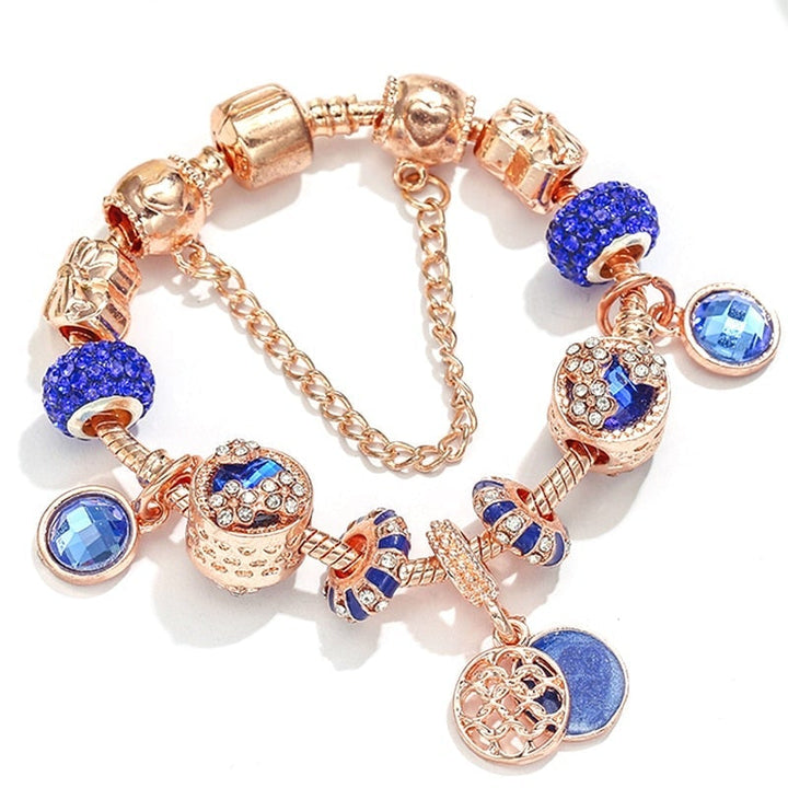 bracelet en cristal rose argenté et bleu