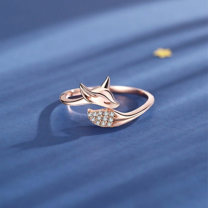 Bague en argent et renard rose