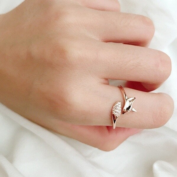 Bague en argent et renard rose