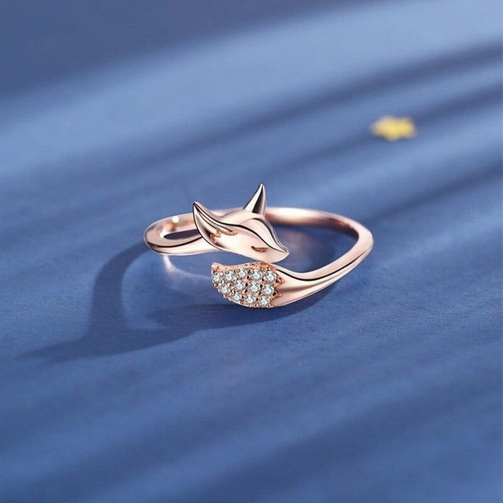 Bague en argent et renard rose