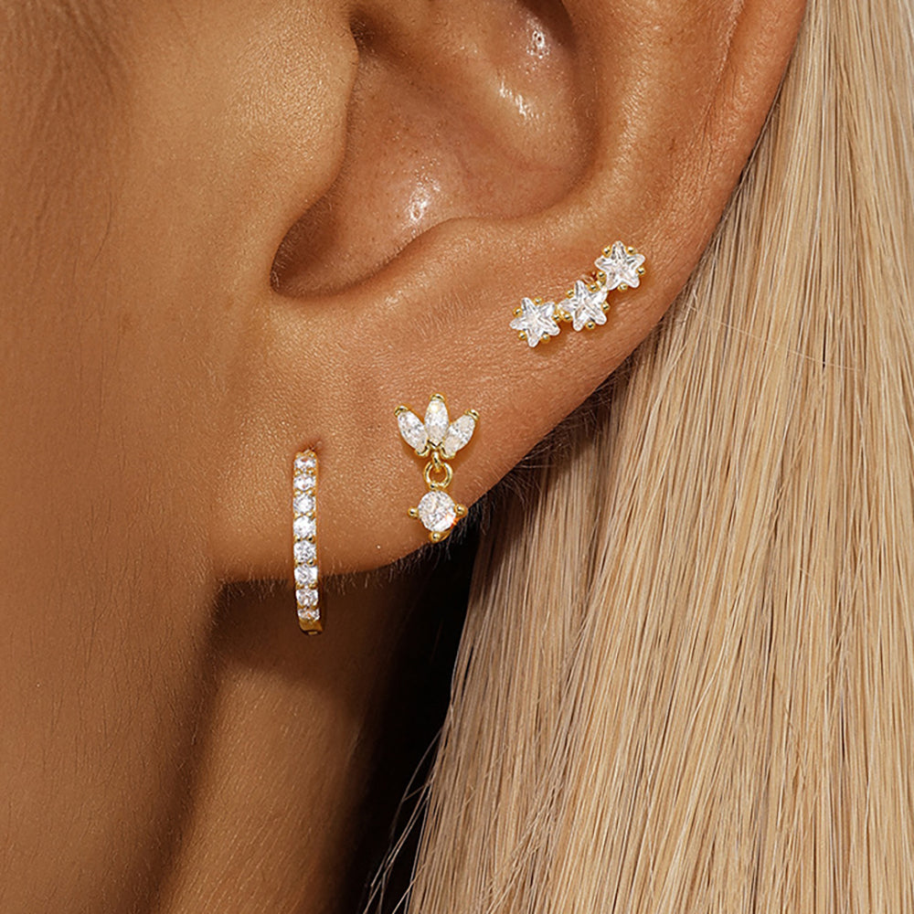Trio d'oreilles essentiels Mila en or
