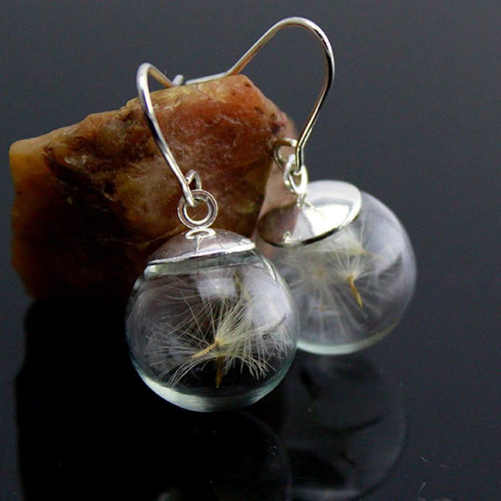 Boucles d'oreilles en argent au pissenlit