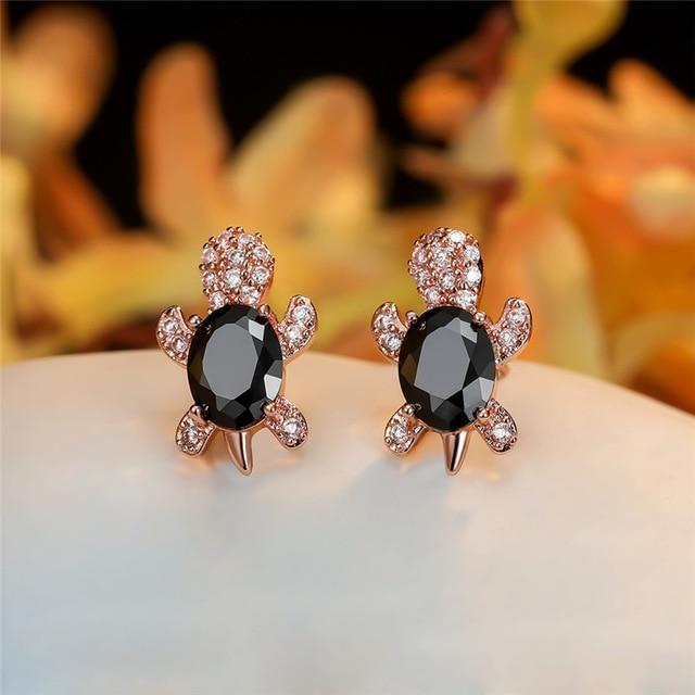 Boucles d'oreilles tortue de mer en zirconium et argent