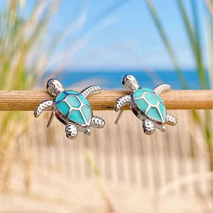 Boucles d'oreilles en argent et opale de tortue de mer