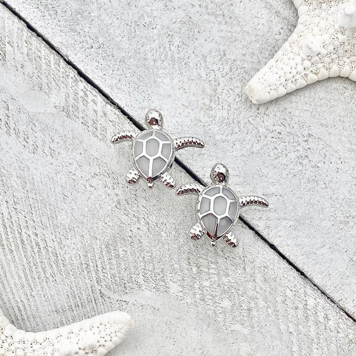 Boucles d'oreilles en argent et opale de tortue de mer