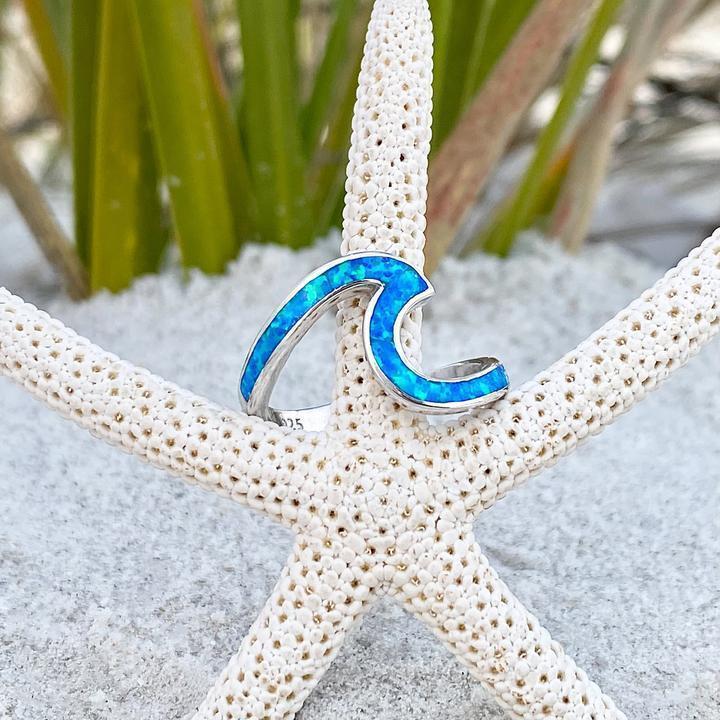 Bague en argent et opale d'écume de mer