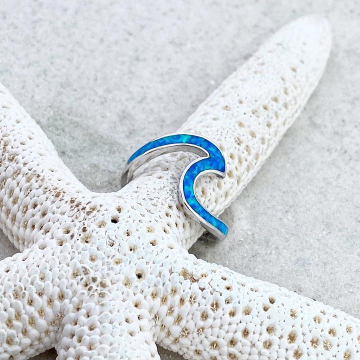Bague en argent et opale d'écume de mer