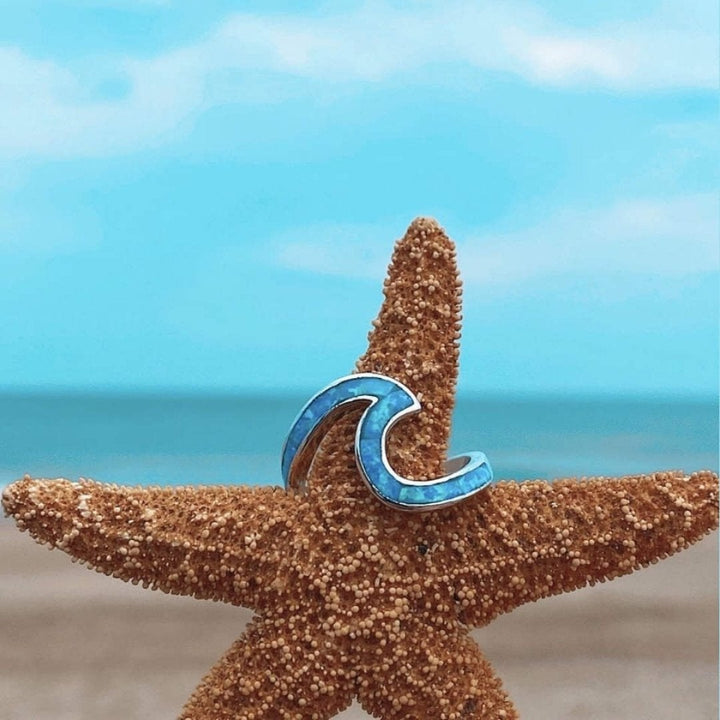 Bague en argent et opale d'écume de mer