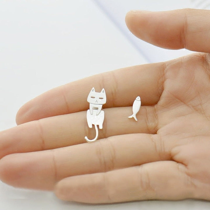 Boucles d'oreilles en argent pour chat Escalade