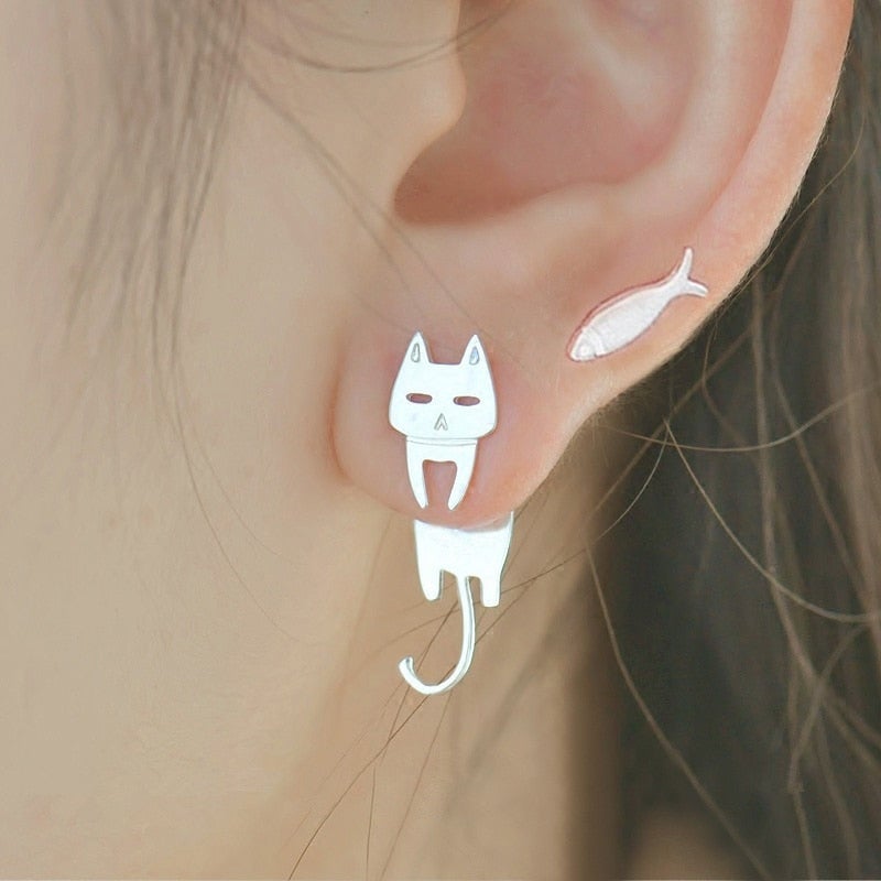 Boucles d'oreilles en argent pour chat Escalade