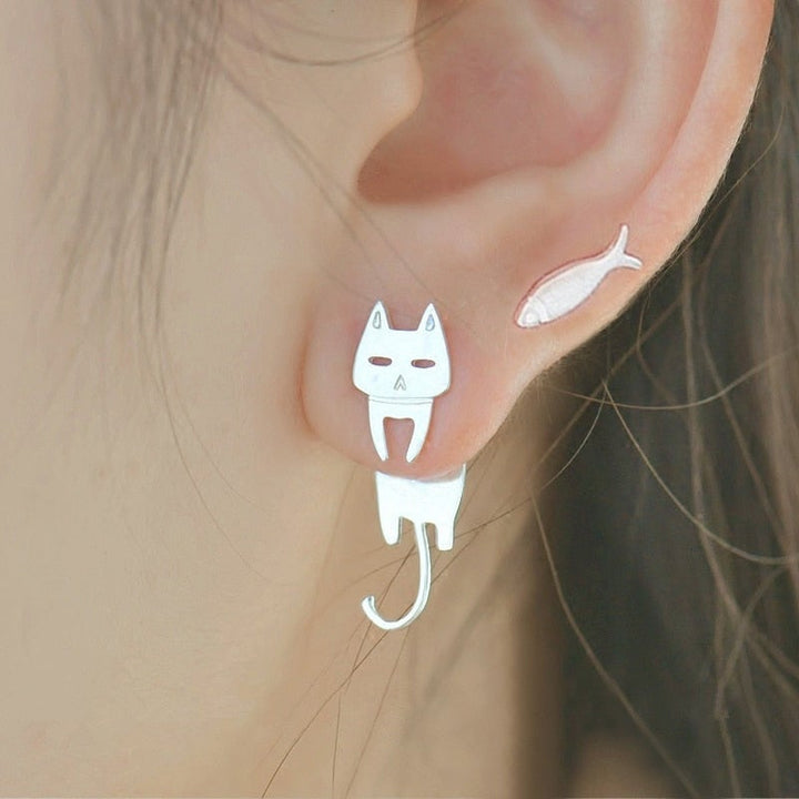 Boucles d'oreilles en argent pour chat Escalade