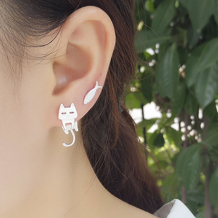 Boucles d'oreilles en argent pour chat Escalade