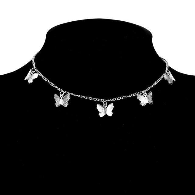 Collier papillon en argent et or plaqué
