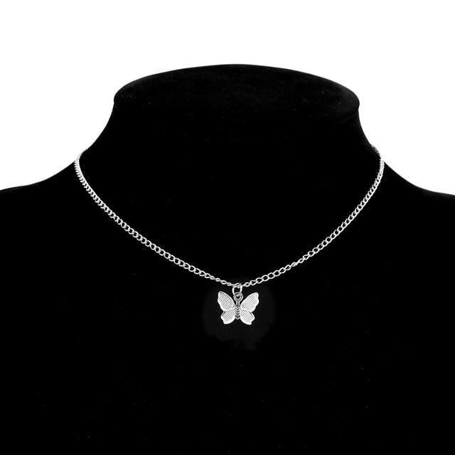 Collier papillon en argent et or plaqué