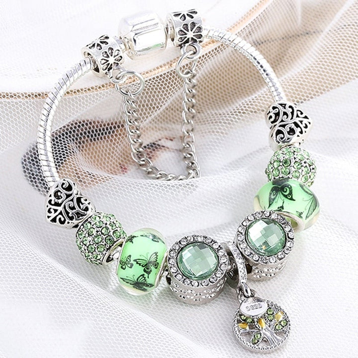 Bracelet en argent sterling avec accent en cristal vert