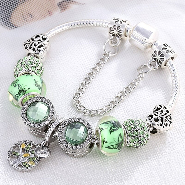 Bracelet en argent sterling avec accent en cristal vert