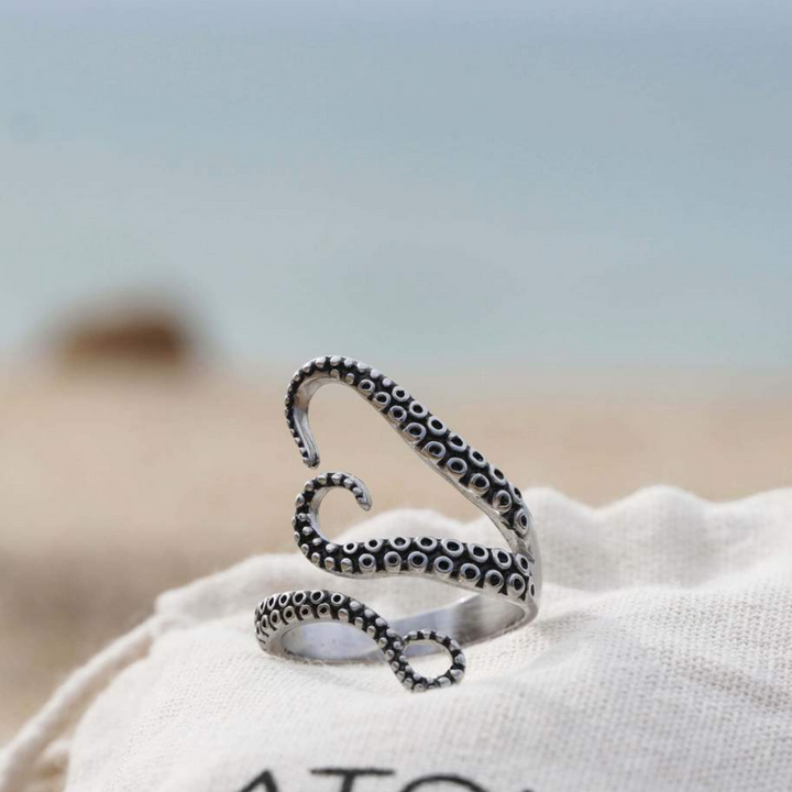 Bague en argent réglable aux tentacules – Bague en argent sterling faite main unique